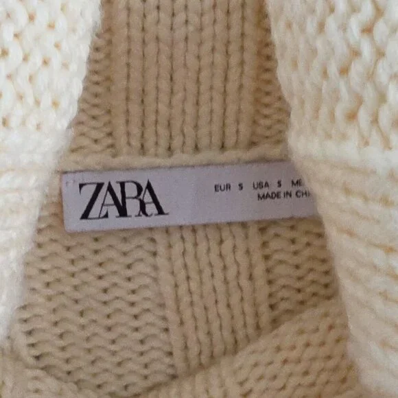 ZARA | Ribbed Wool Turtleneck Cream oversized Sz S - Picture 4 of 5